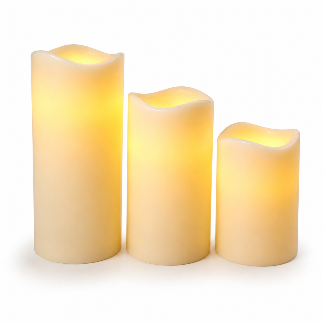 Real Wax Flameless Candles with Timer - Set of 3