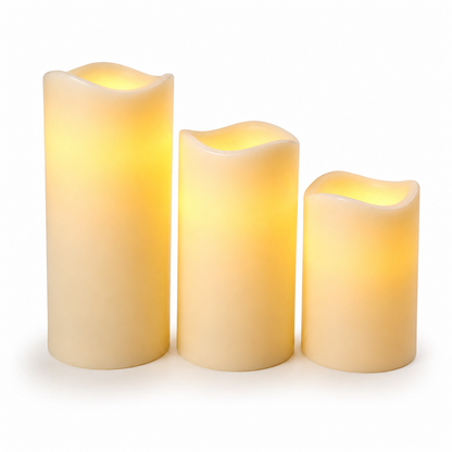 Real Wax Flameless Candles with Timer - Set of 3