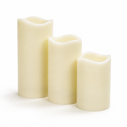 Real Wax Flameless Candles with Timer - Set of 3