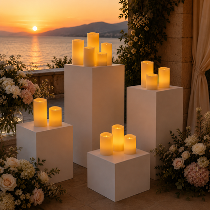 Real Wax Flameless Candles with Timer - Set of 3