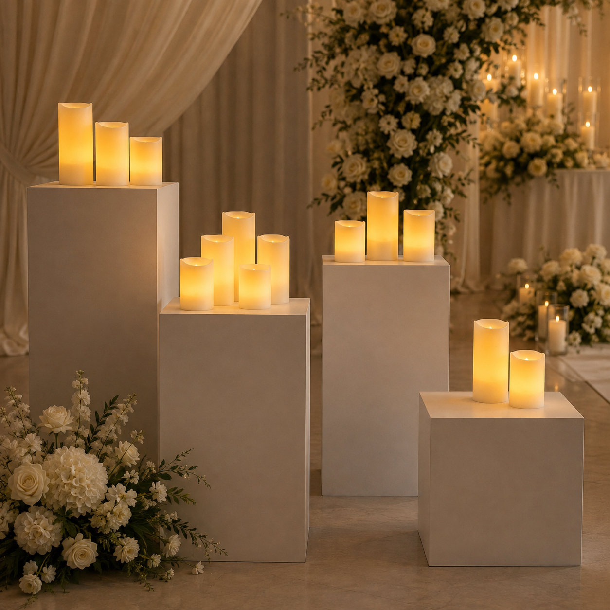 Real Wax Flameless Candles with Timer - Set of 3