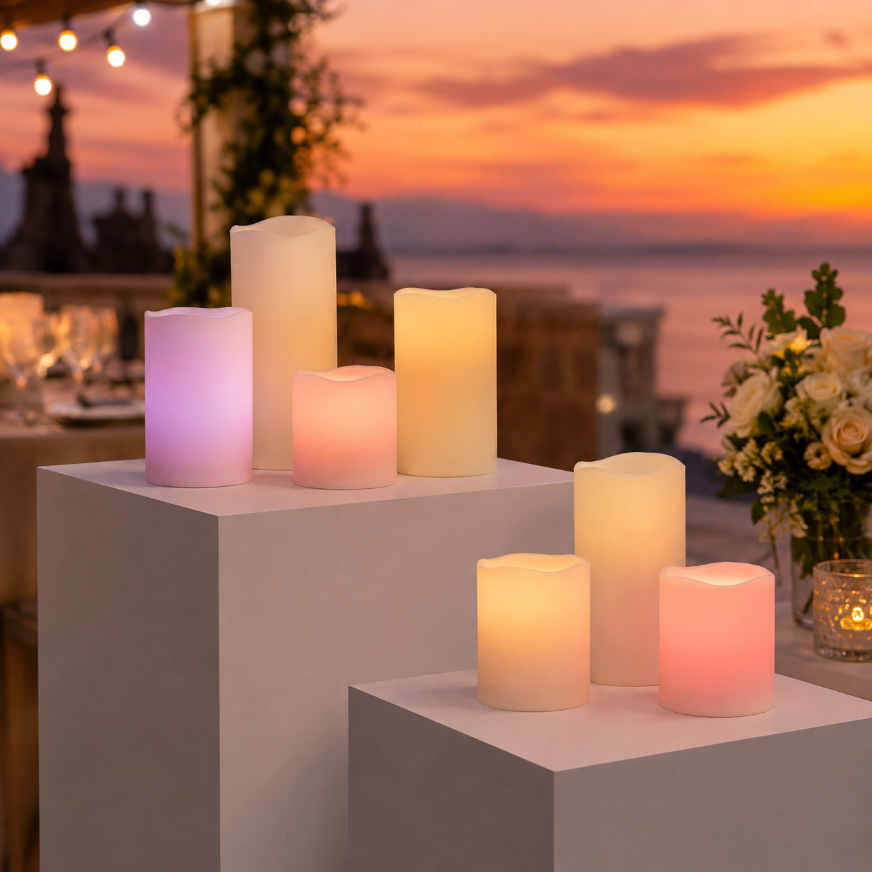 Remote Controlled Colour Changing Flameless Candles - Set of 3