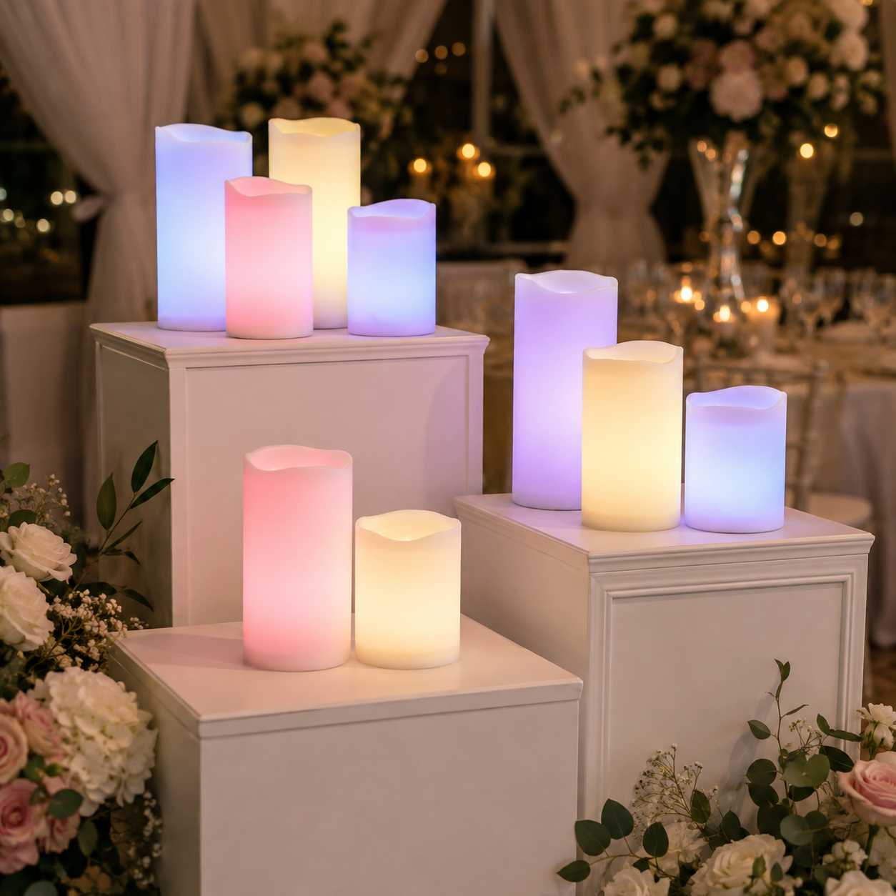 Remote Controlled Colour Changing Flameless Candles - Set of 3