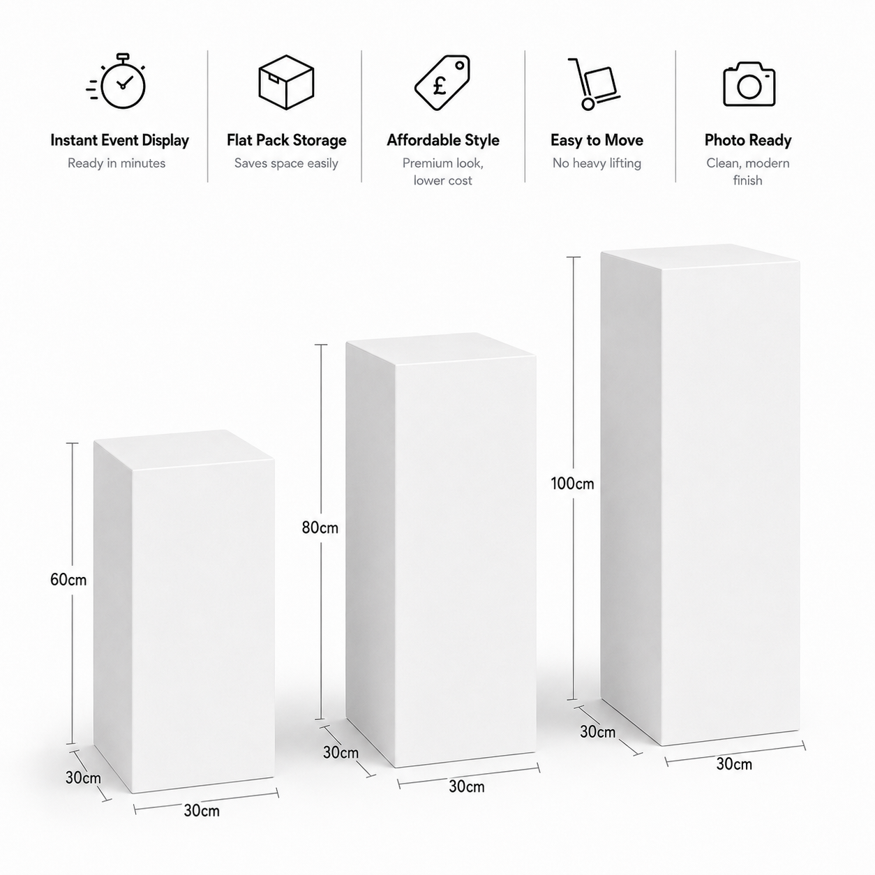 Mixed Height Cardboard Plinth Bundle
